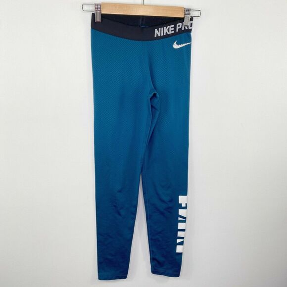 Nike Pro Dri-Fit Blue Black Activewear Leggings Women's Size Extra Small XS - Picture 1 of 6